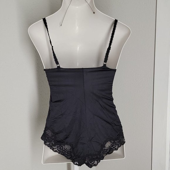 Jezebel Renee Vintage Teddy Lingerie ~ Sz S ~ Black ~ Sleeveless ~ Lace Trim - Picture 3 of 4